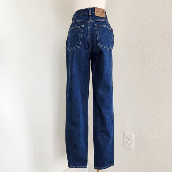Vintage 80s Gloria Vanderbilt Dark Wash High Waisted Tapered Leg Mom Jeans 0 - Picture 7 of 10